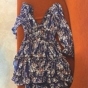 Mini Navy Blue Floral Dress